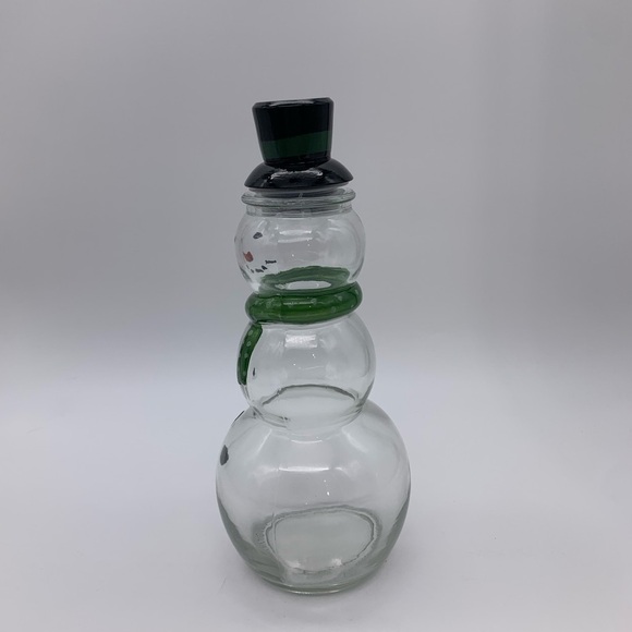 Frosty The Snowman Vtg. Christmas Painted Cocoa Glass Jug/Decanter With Top Hat - Picture 5 of 11